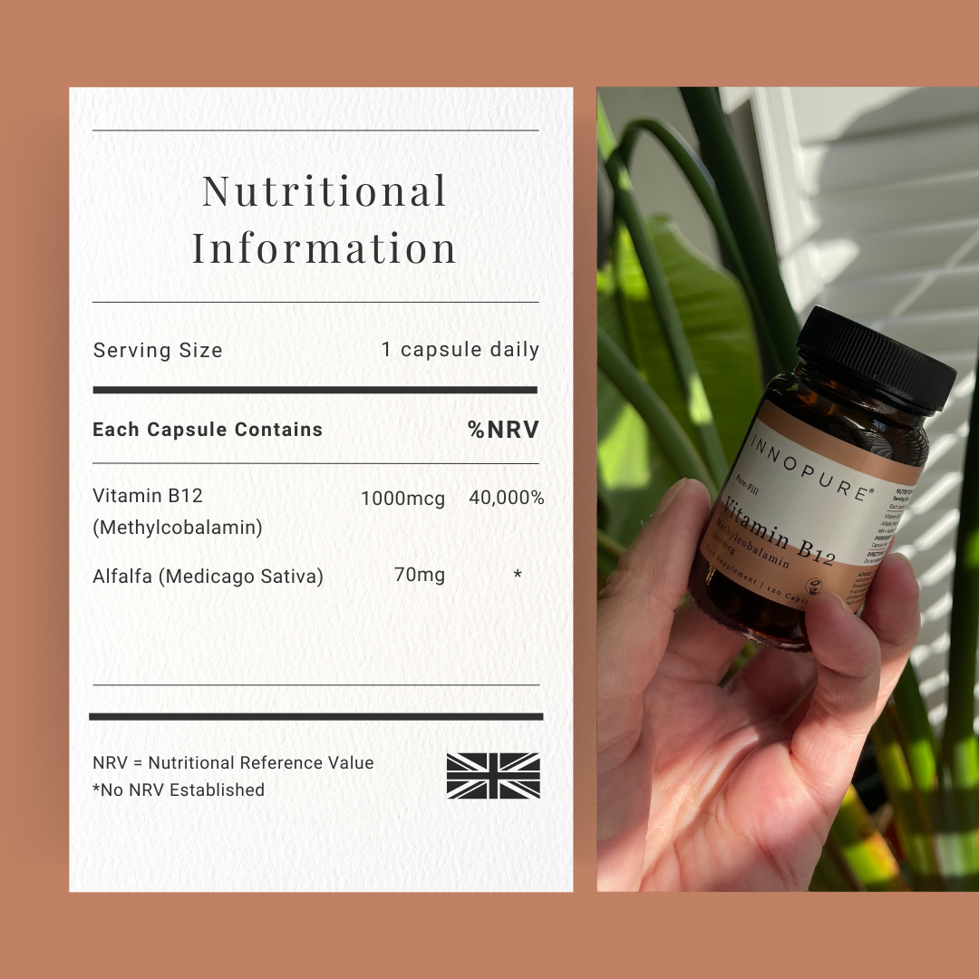 Vitamin B12 1000µg, No Fillers Or Binders, 120 Capsules