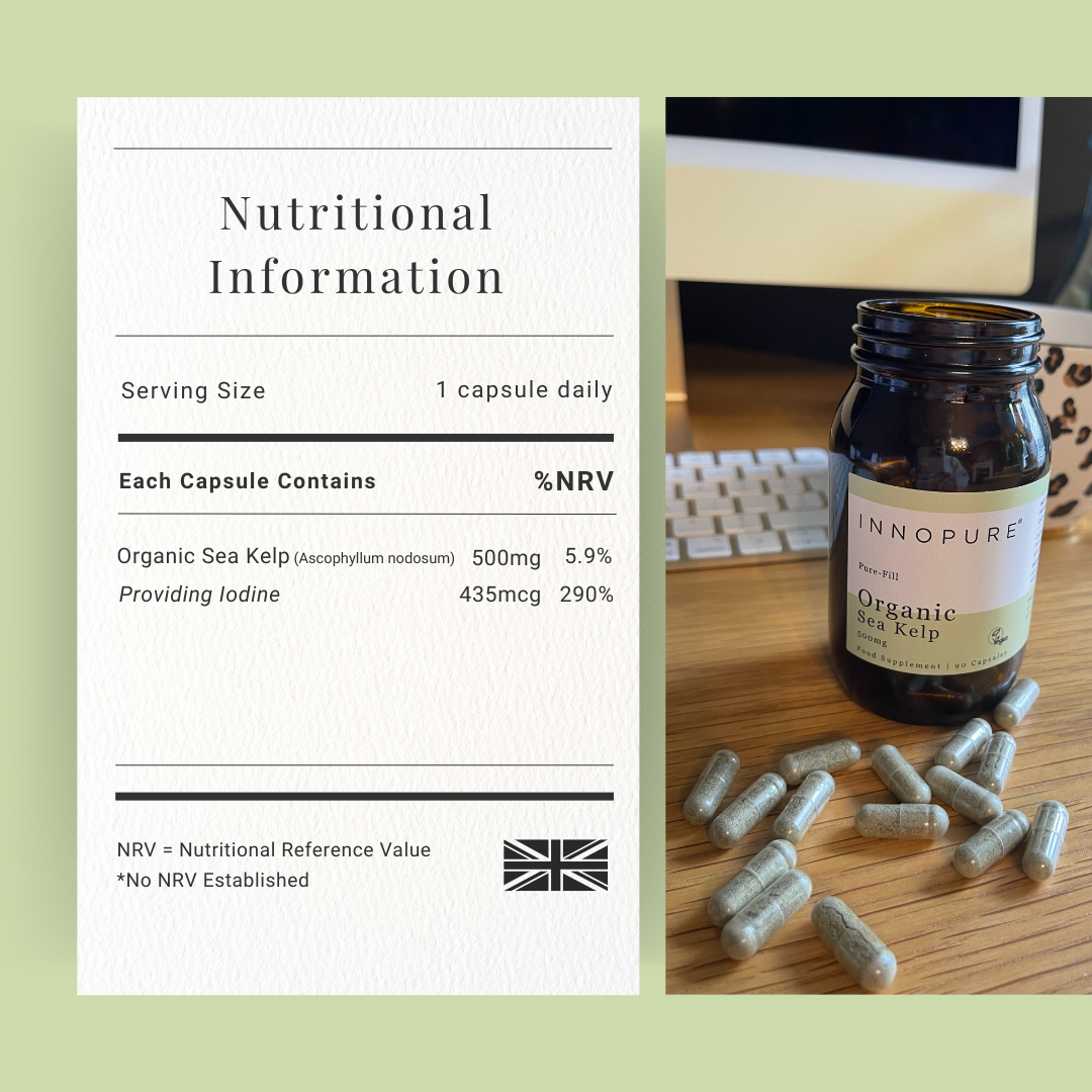 Organic Sea Kelp 500mg, Clean Label (No Fillers or Binders) 90 Capsules