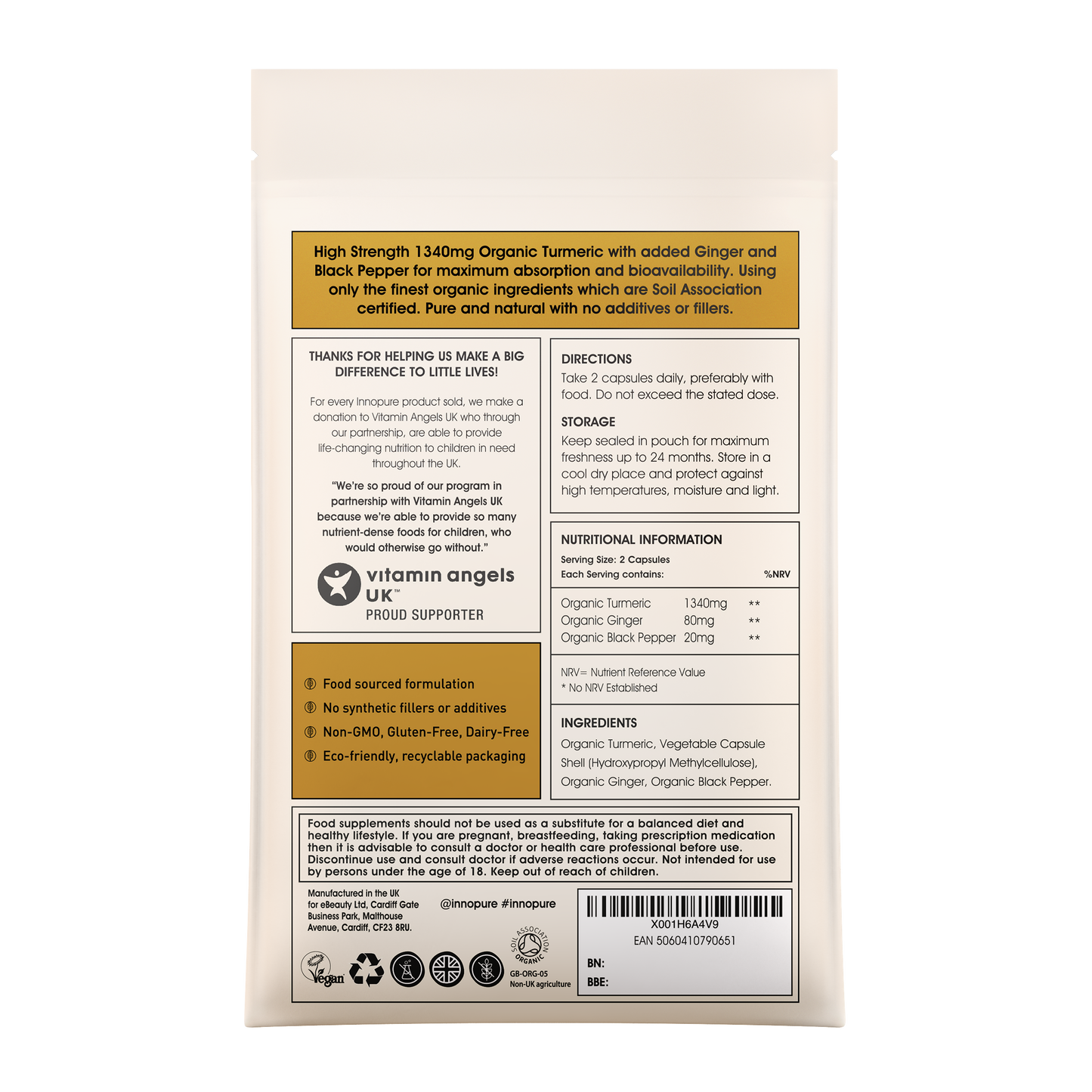 Organic Turmeric with Black Pepper & Ginger - No Fillers or Binders - 120 Capsules