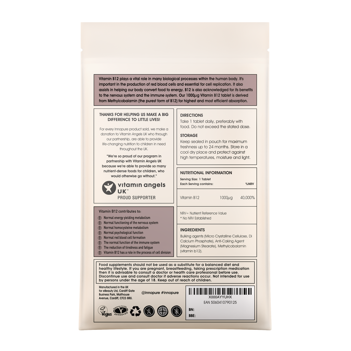 Vitamin B12 1000µg | 1 Daily Tablet (120 Day Supply Per Person)