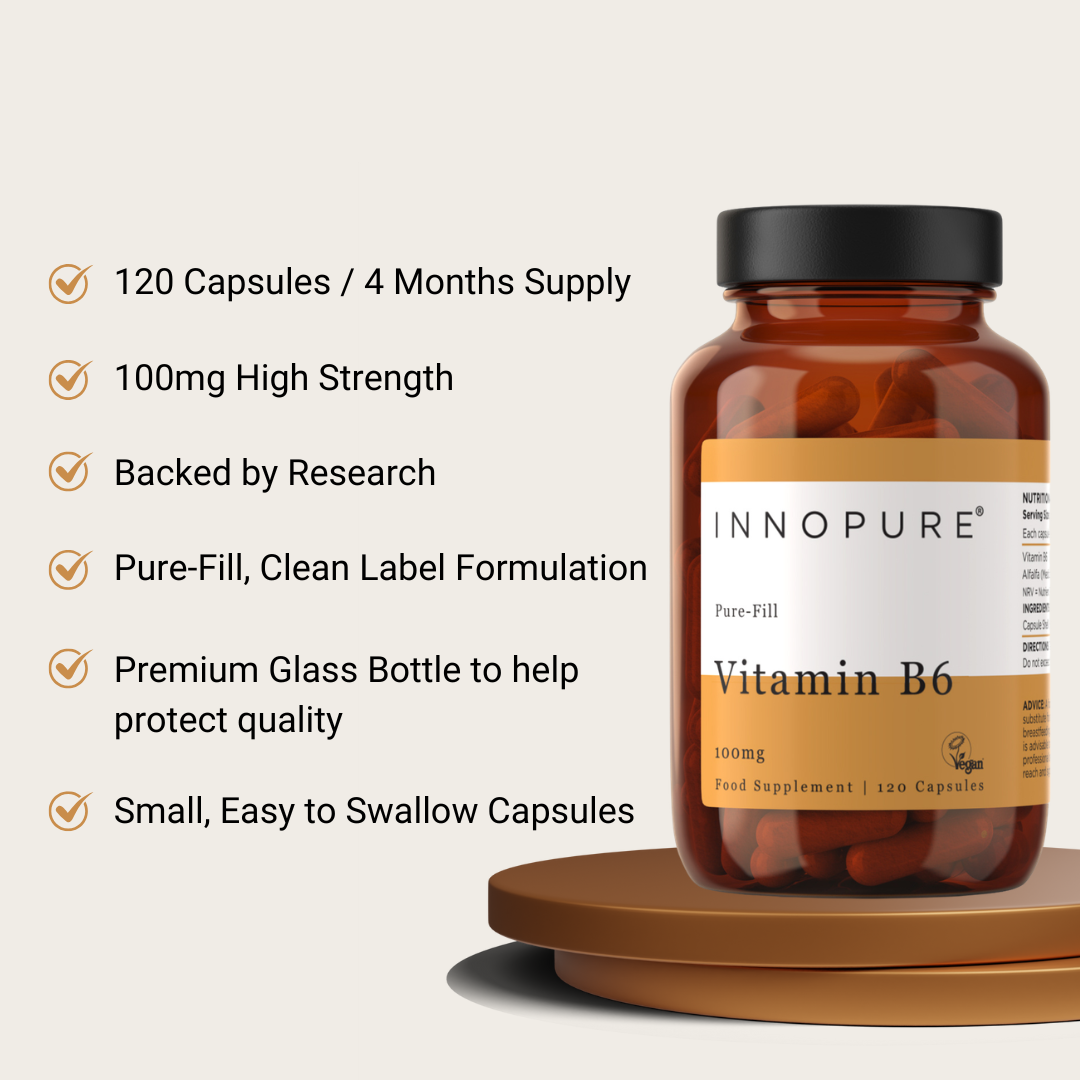 Vitamin B6 100mg (120 Capsules 4-Month Supply)