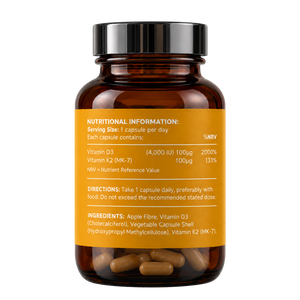 Vitamin D3 & K2 MK7 (120 Capsules 4-Month Supply)