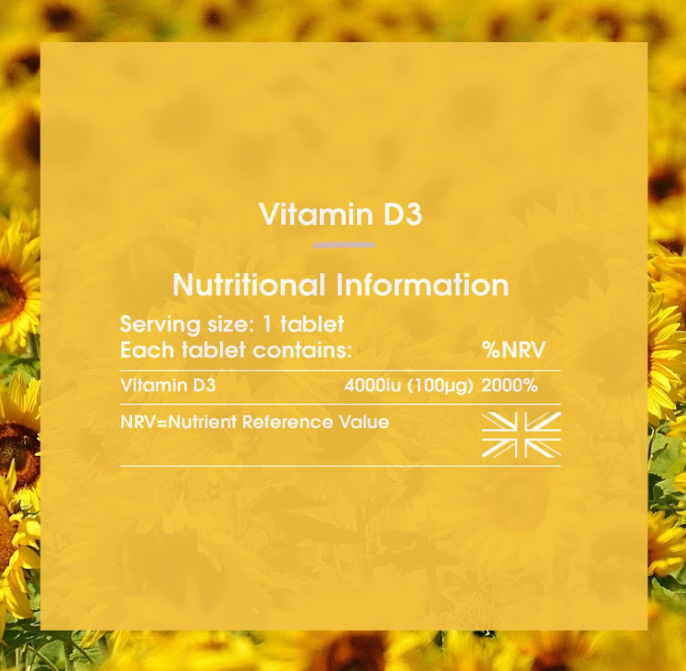 Vitamin D3 4000 IU, 365 Tablets