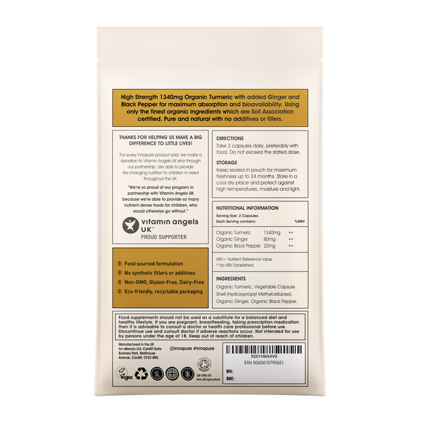 Organic Turmeric with Black Pepper & Ginger (120 Capsules 4-Month Supply)